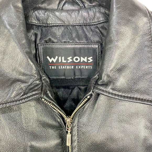 Wilsons Leather Jacket Women's Medium Black Zip Up Mid Length Lined - Picture 3 of 11